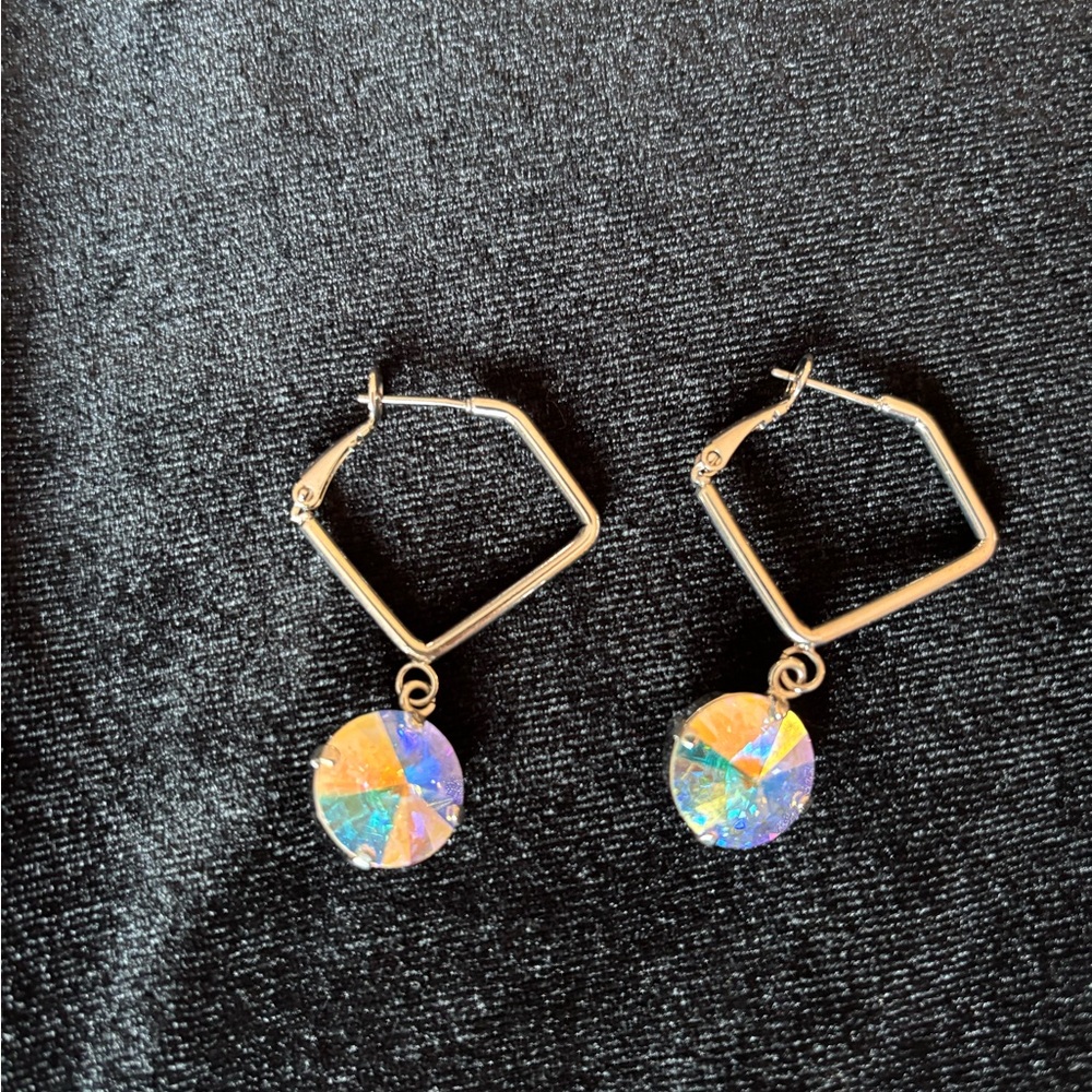 Sabika Silver Crystal A/B Geometric Earrings